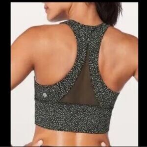 Womens Lululemon Black White Speckled Racerback Sports Bra 8